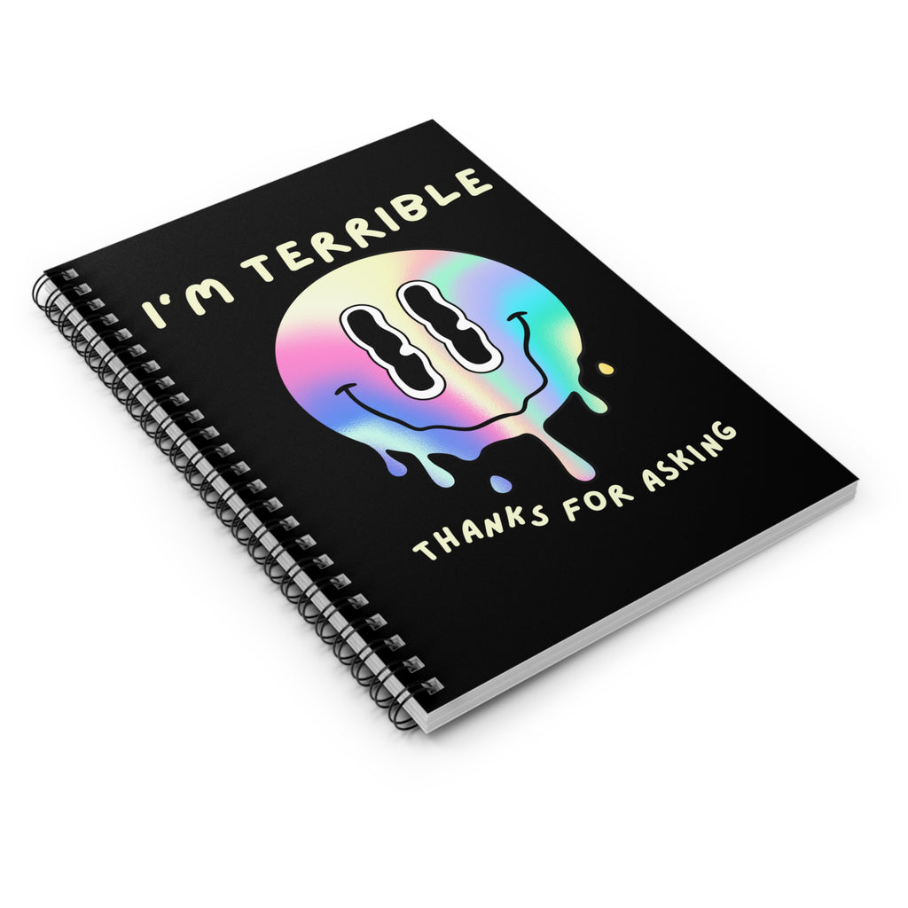 Dark Humor Grief Journal – “I’m Terrible. Thanks for Asking” Notebook – Mental Health Journal – Loss Support Gift – Lined Journal