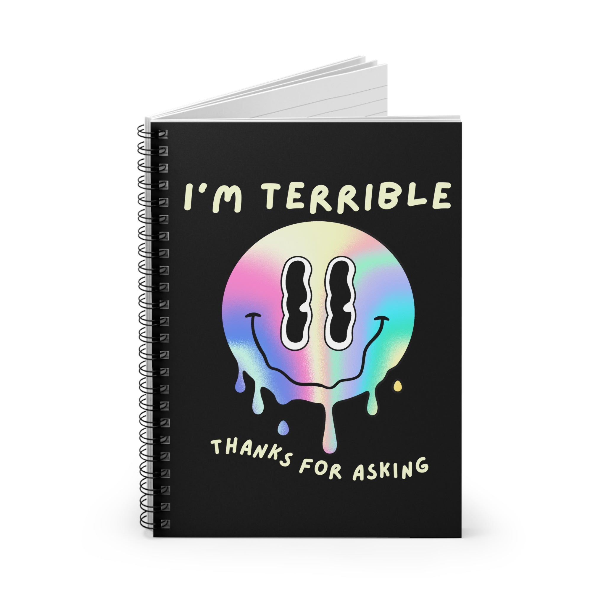 Dark Humor Grief Journal – “I’m Terrible. Thanks for Asking” Notebook – Mental Health Journal – Loss Support Gift – Lined Journal