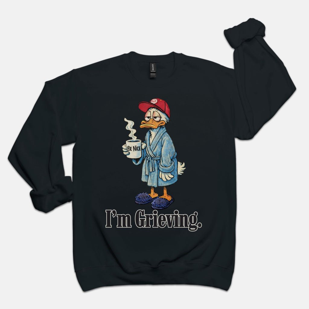Grieving Duck Unisex Crew Neck Sweatshirt (dude duck)