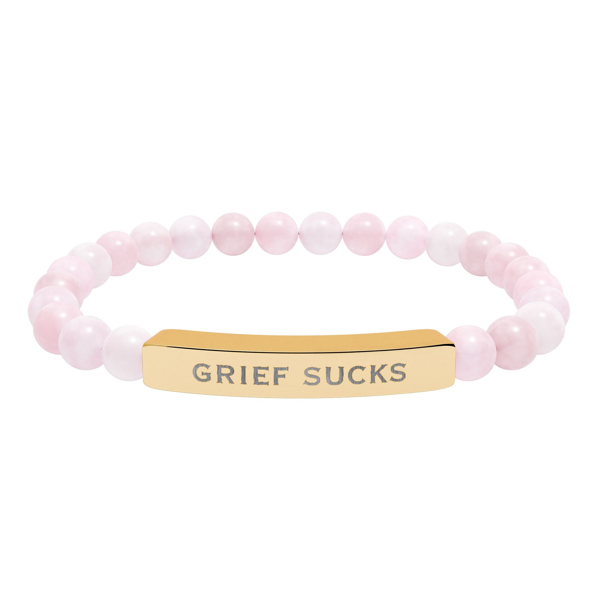 "Grief Sucks" - Natural Stone Engraved Bar Bracelet