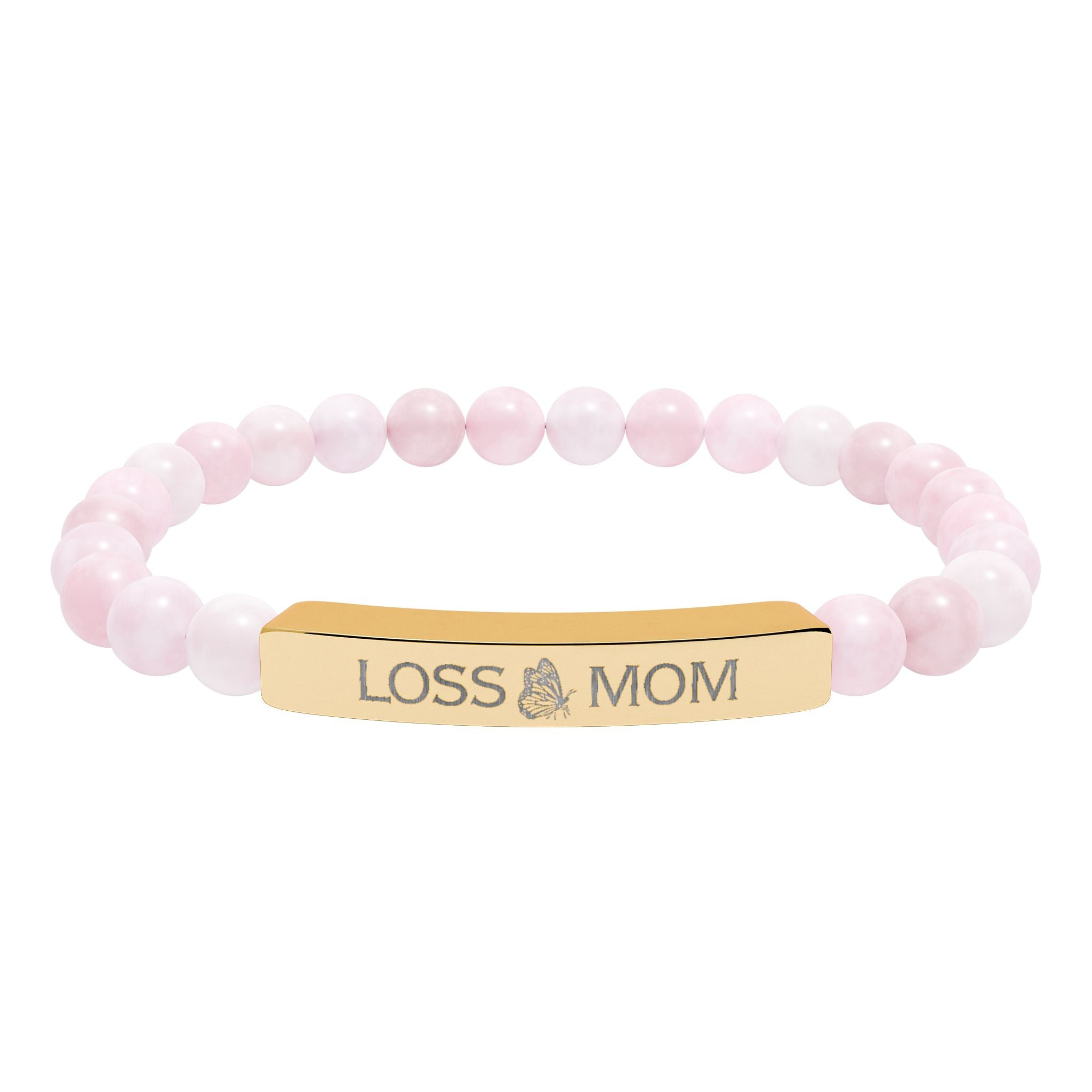 "Loss Mom" Engraved Bracelet — Natural Stone Stretch Bracelet