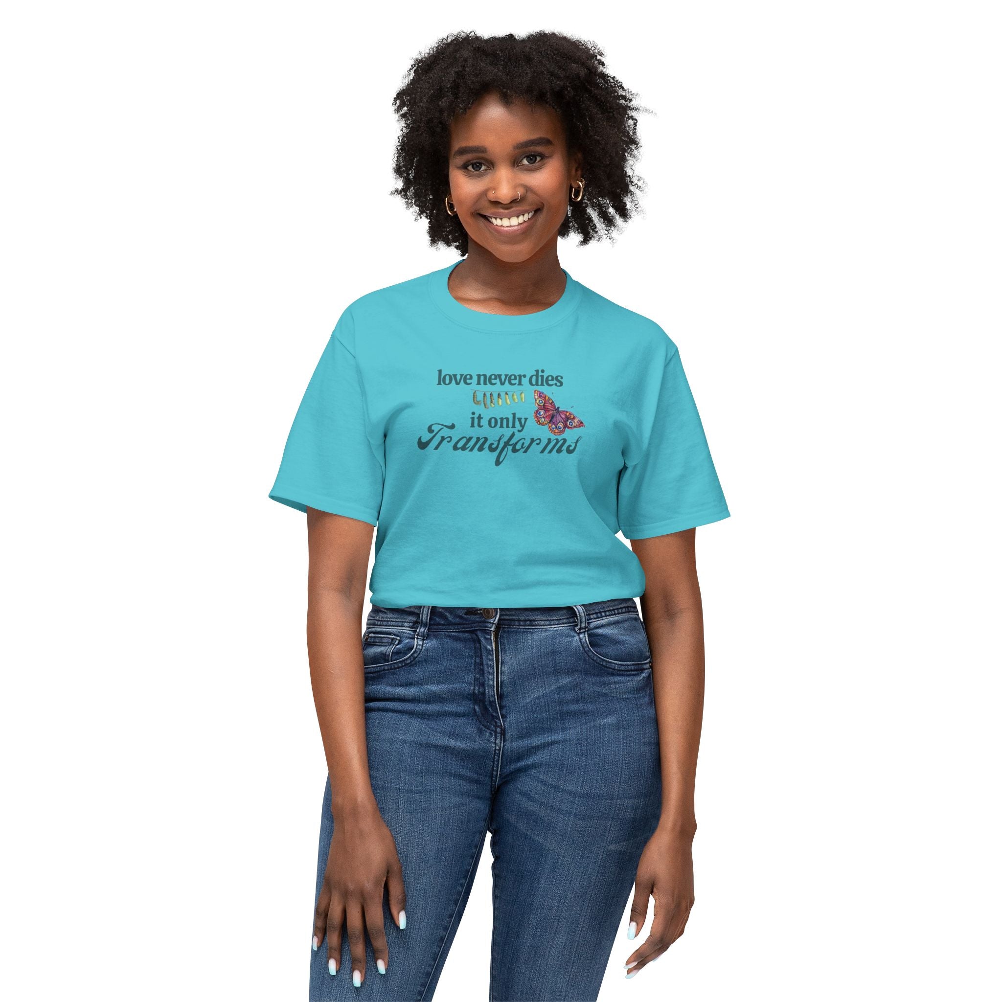 Love Never Dies Tee – Butterfly Transformation Grief Shirt– Memorial Gift – Healing After Loss – Spiritual Butterfly Sign