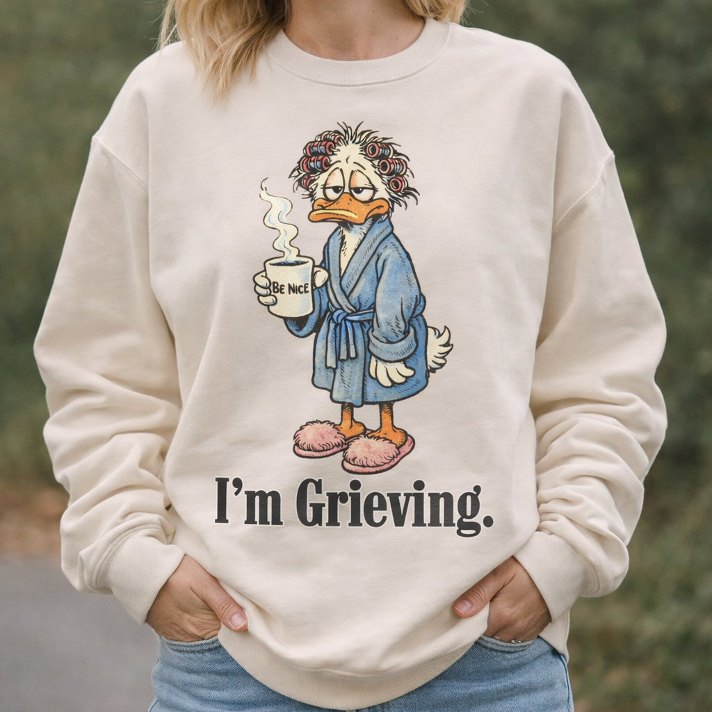 Grieving Duck Unisex Crew Neck Sweatshirt (girl duck)